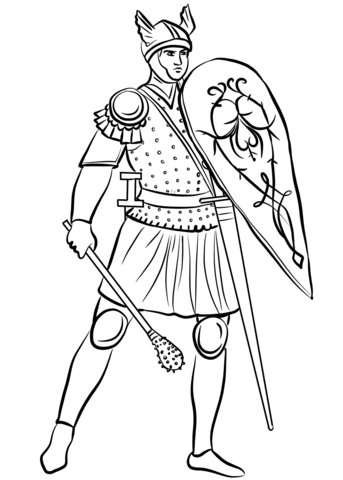 Medieval Soldier With Mace Coloring Page